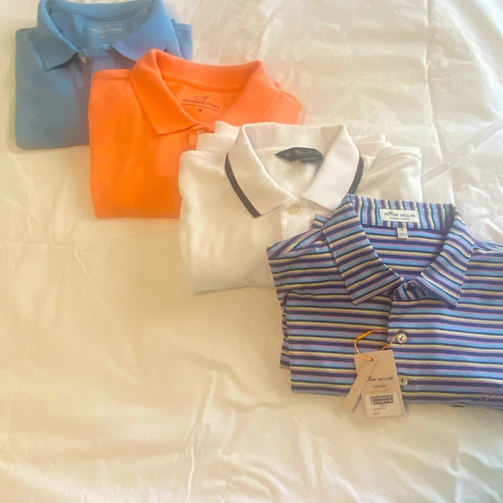 4 gorgeous polo shirts: Vineyard Vines,Brooks Brothers,Peter Milar